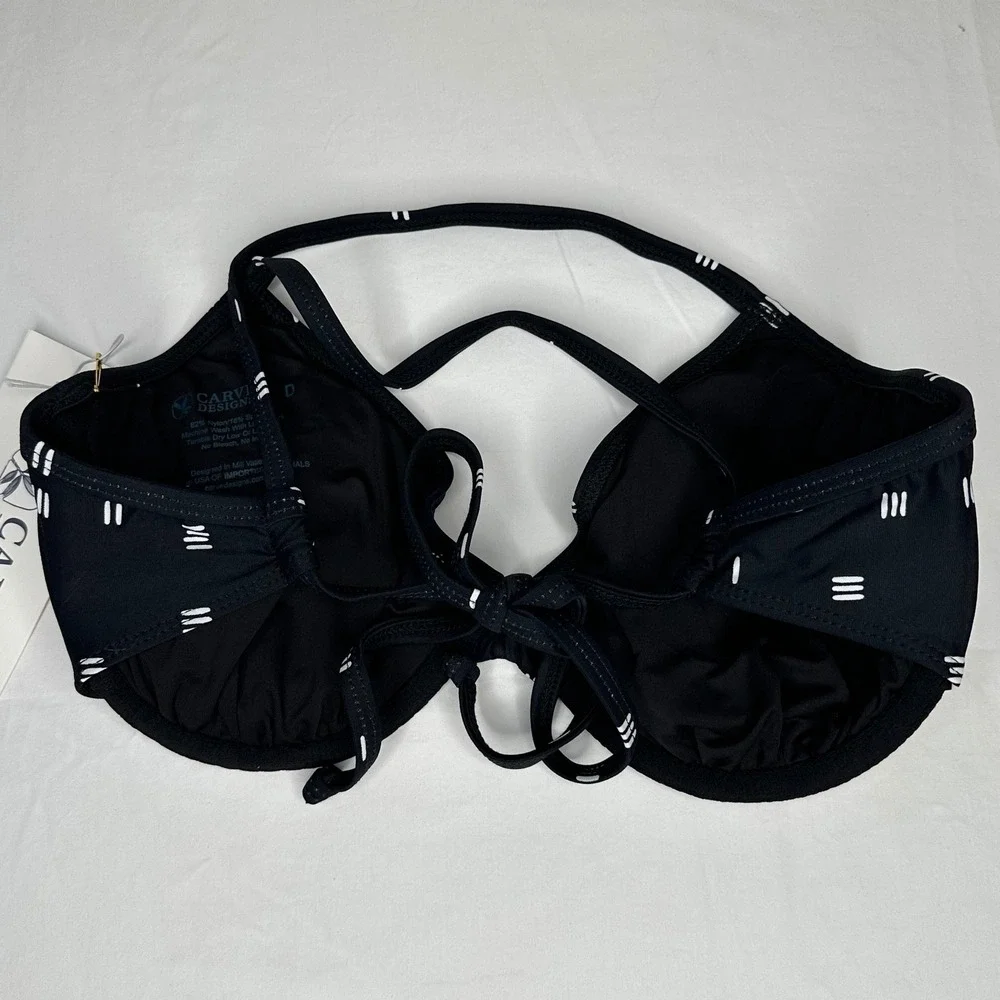 NEW Carve Designs Olivia Top Black Dash Underwire‎ Bikini Swim Top Cup Size C
